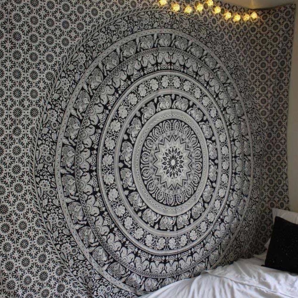 Floral Hippie Elephant Mandala Tapestry